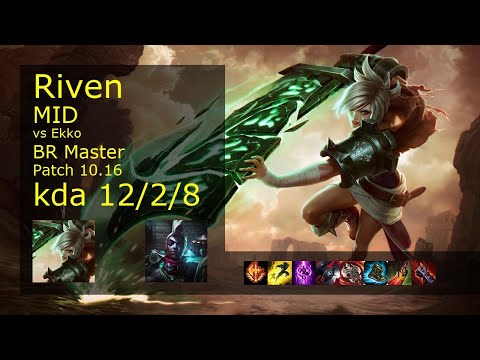 Riven Mid vs Ekko - BR Master 12/2/8 Patch 10.16 Gameplay