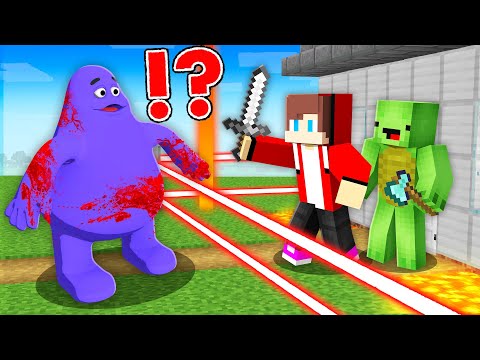 GRIMACE SHAKE vs Security House Mikey & JJ in Minecraft challenge - Maizen