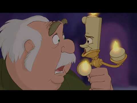 Trailer image suggesting the ballroom reveal—setup for the title waltz sung by Mrs. Potts