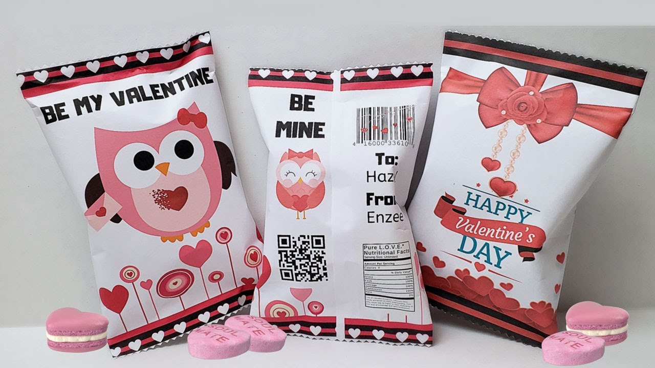 Bolsas para Papitas, Chips, Dulces, Galletas y más hechas con CANVA | Bolsas para San Valentin.