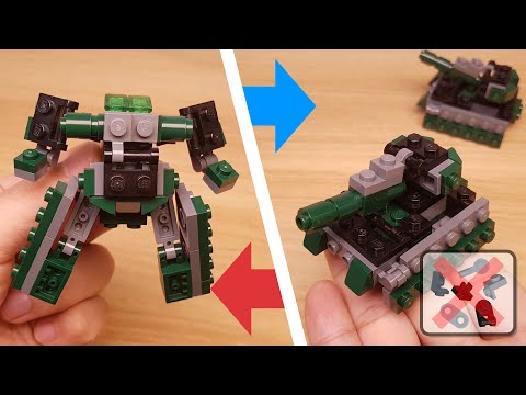 Mini LEGO brick tank  transformer mech - Armored Steel  (similar to Brawl)  #LEGO #MOC #レゴ #レゴ変形ロボ