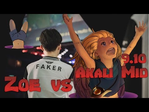 Faker - Zoe vs Akali Mid - LoL Season 9 KR Ranked | League Of Legends