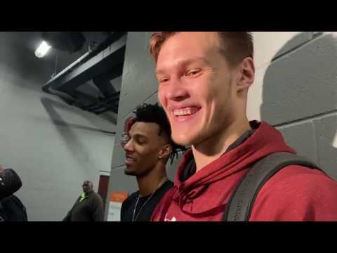 Maik Kotsar, AJ Lawson talk with the media after South Carolina's win over Clemson