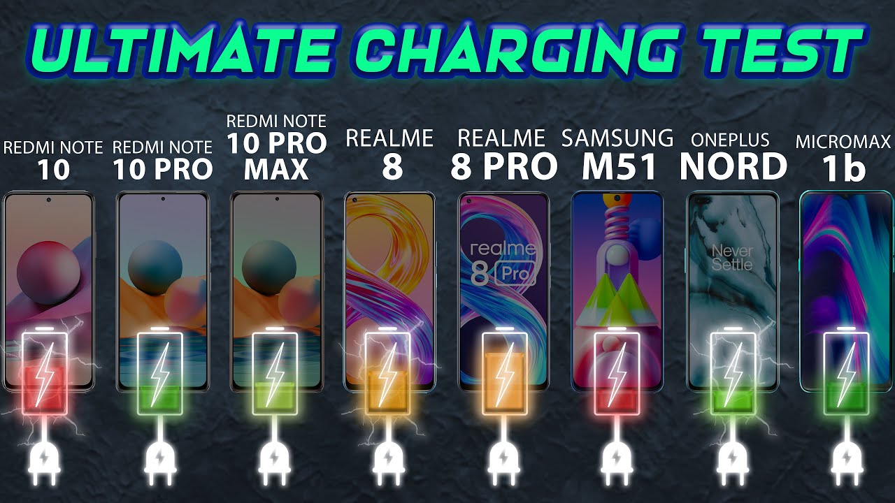 CHARGING TEST: Realme 8/8 Pro vs Redmi Note 10 / Pro / Max vs Samsung M51 vs OP Nord🔥