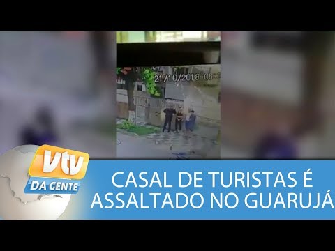 Câmeras flagram casal sendo assaltado em Guarujá