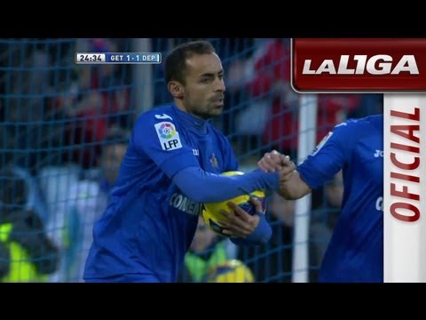 Gol de penalti de Castro (1-1) en el Getafe - Deportivo de la Coruña - HD