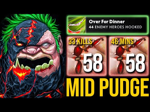 44 Enemy Heroes Hooked & 58 Stacks Of Flesh Heap | Pudge Official