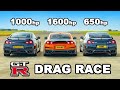 Nissan GT R 1600hp V 1000hp V 650hp DRAG RACE
