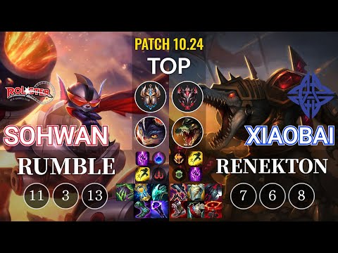 KT SoHwan Rumble vs ES Xiaobai Renekton Top - KR Patch 10.24