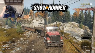 International HX 520 Construction Trailer Delivery (Part 1) - SnowRunner | Logitech G29 gameplay
