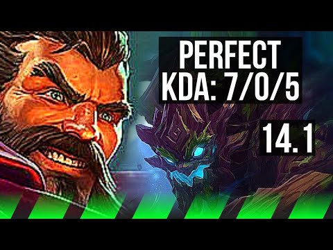 GRAVES vs MAOKAI (JNG) | 7/0/5, Rank 6 Graves, Godlike, Rank 14 | KR Challenger | 14.1