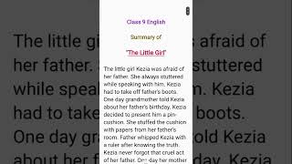 The Little Girl Class 9 Summary #CbseExam 👧👱🏻‍♀️🧑🏻‍🦰👩🏻‍🦳👩🏼‍💼