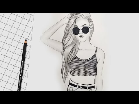 رسم بالرصاص| تعليم رسم بنت جميلة ترتدي نظارة بالرصاص خطوه بخطوه للمبتدئين بطريقة سهلة | رسم بنات سهل