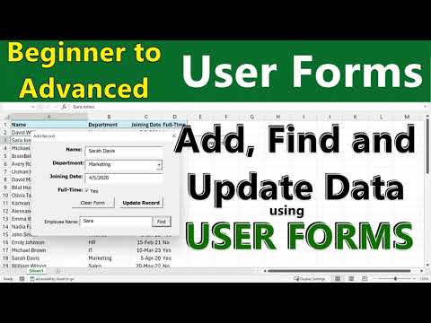Create an Excel UserForm to Add, Find & Update Records
