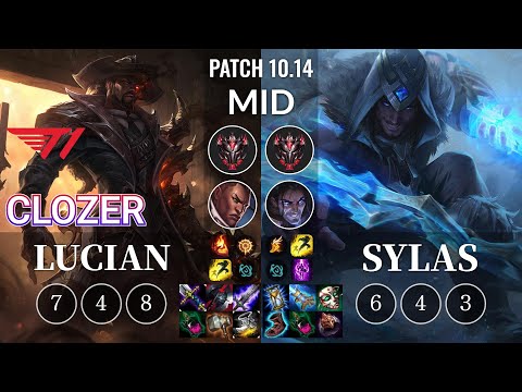 T1 Clozer Lucian vs Sylas Mid - KR Patch 10.14