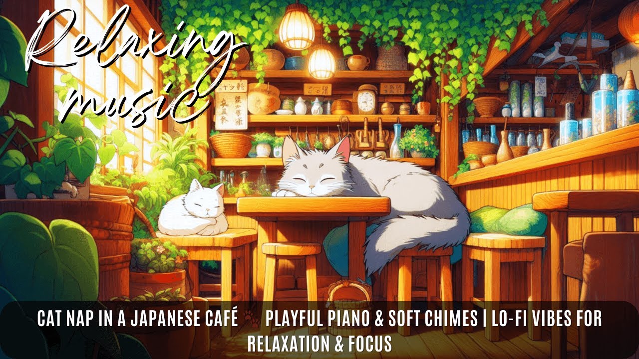 Cat Nap in a Japanese Café 🐾 Playful Piano & Soft Chimes | Lo-Fi Vibes for Relaxation & Focus