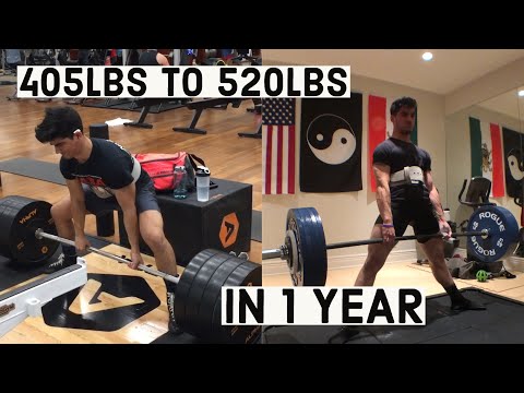 1 YEAR DEADLIFT TRANSFORMATION 405lbs - 520lbs | 16-17 years old @145lbs