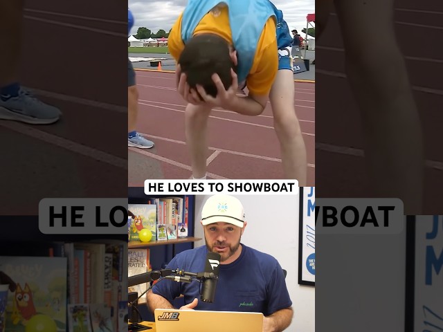 Sprinter salutes his opponent as he passes him, a breakdown