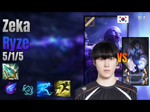 Zeka Mid Ryze vs Sylas lol KR solo rank Full Game 16.4 | 제카 라이즈 vs 사일러스