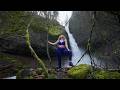 Exploring A Big Waterfall In Oregon