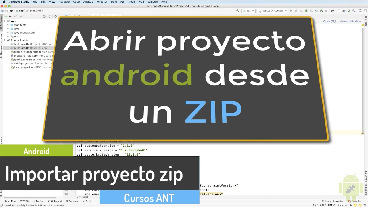 Cómo abrir/importar proyecto android desde un Zip - Android Studio - Curso desde cero