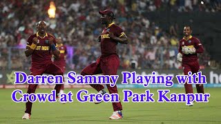 preview picture of video 'Darren Sammy playing with crowd at Green park Kanpur'