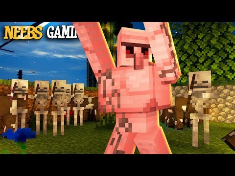 Neebs Gaming - KEVIN!!! Golem vs Skeletons! - (Minecraft Ep 12)