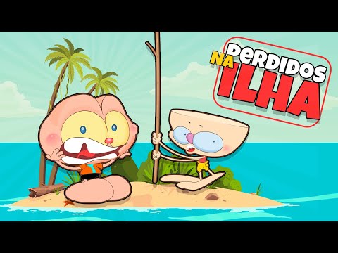 Capa de Mongo e Drongo PERDIDOS NA ILHA DESERTA 😨 Desenho Animado do Abluba Desenhos Animados