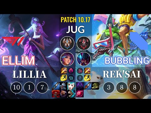 T1 Ellim Lillia vs DRX Bubbling Rek'Sai Jungle - KR Patch 10.17