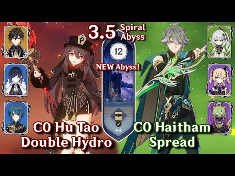 NEW SPIRAL ABYSS 3.5! C0 Hutao Double Hydro & C0 Alhaitham Spread | Floor 12 9 Star | Genshin Impact