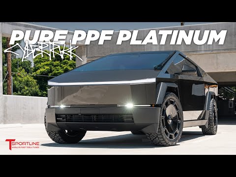 New 24" CT10 Monoblock Cybertruck Wheels & Floating Center Caps & "Platinum" Colored Pure PPF