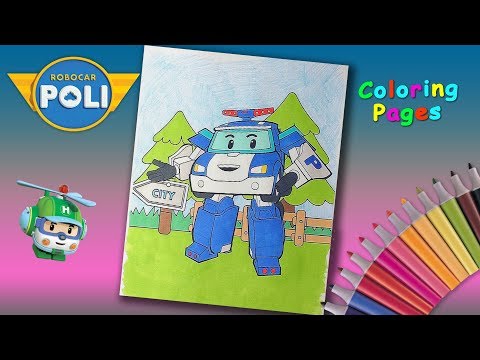 Coloring Poli from Robocar Poli.  Poli Robocar and his friends. Robocar Poli Coloring Pages. Video