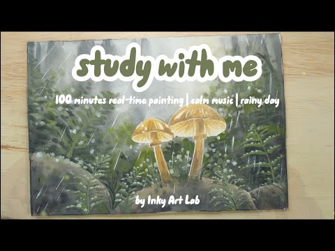 ASMR Painting of Mushrooms | Lo-fi and rain sound for Study, Sleep, and Calm