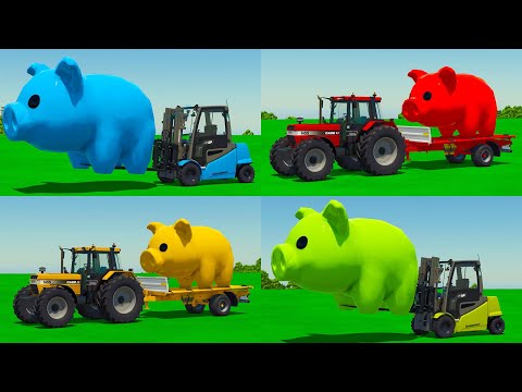 LOAD AND TRANSPORT GIANT PIGS WITH CASE TRACTORS & FORKLIFTS - Farming Simulator 25