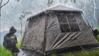 ⛈️VERY HEAVY RAIN & THUNDERSTROM‼️ STRUGGLING TO SET UP TENT DURING HEAVY RAIN BAD WEATHER‼️