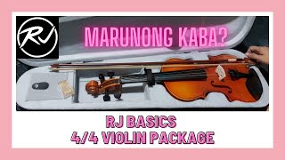RJ MUSIC RJ BASICS 4/4 VIOLIN PACKAGE UNBOXING AND TESTING MUKHANG MADALI PERO MAHIRAP PALA