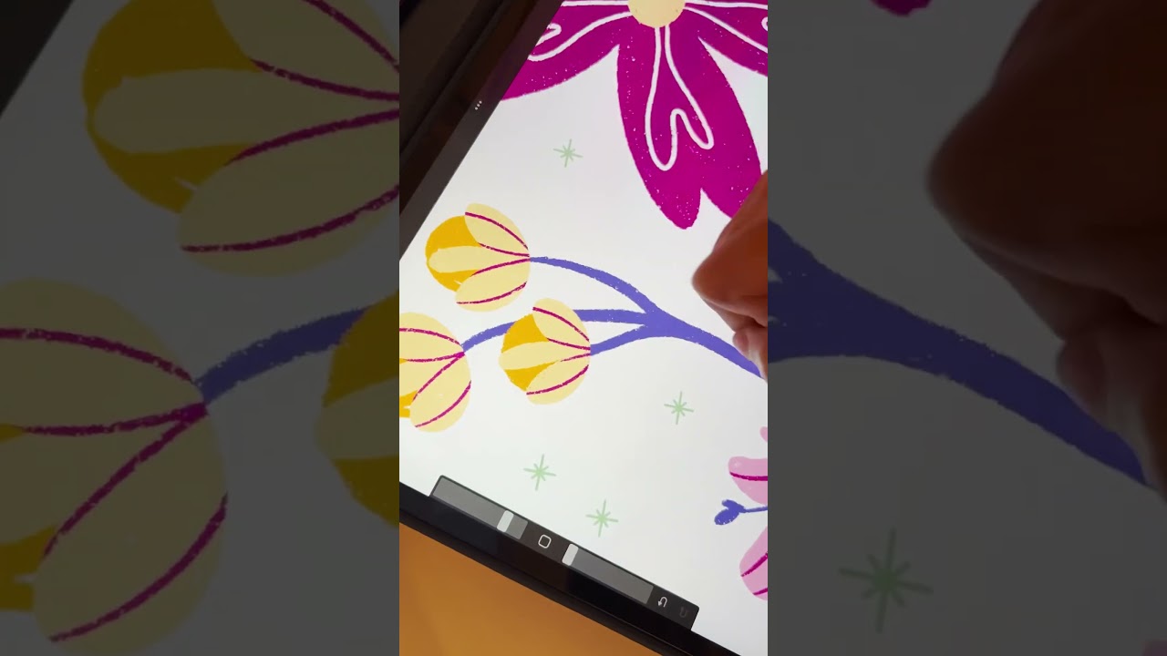 drawing stylized floral illustration - spring mug design - digital art procreate process #shortsart