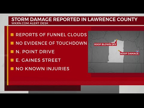 Reports of roof damage in Lawrence County, possible tornado touchdown in Wayne County