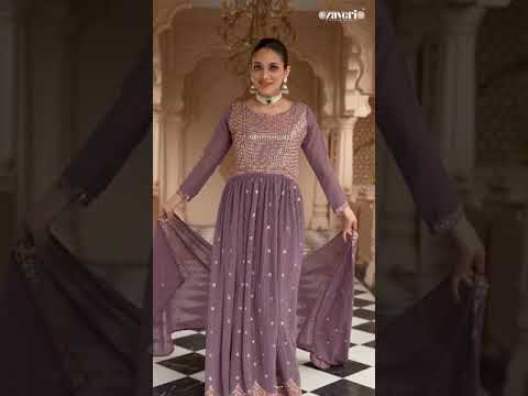 Zaveri Apshra Georgette Wholesale Designer Long Gown With Dupatta Catalog – product video thumbnail
