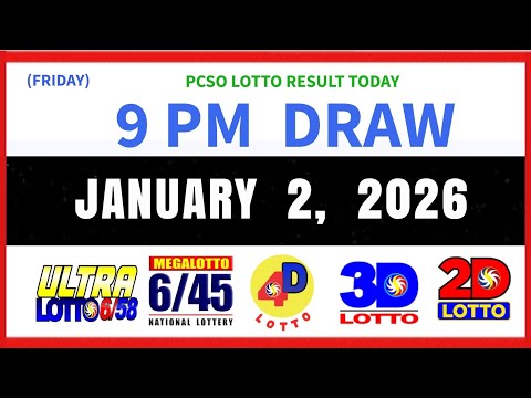 Lotto Result Today 9pm Draw January 2, 2026 Swertres Ez2 PCSO