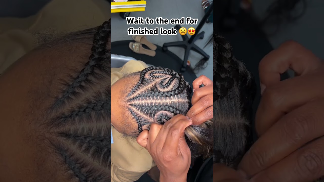 Freestyle four braid design| stitch braids #hairbraiding  #tampastylist #longbraids #cornrows