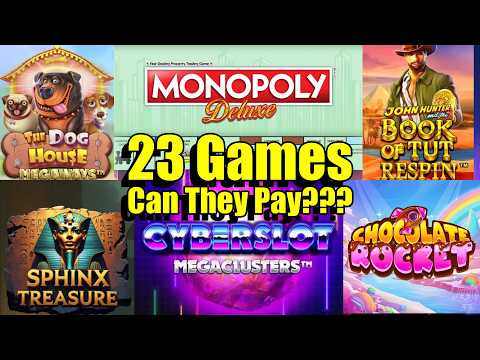 Thumbnail for video: 23 Games, Can We Get a BIG WIN??? Monopoly Deluxe, Book Of Tut Respin & Much More