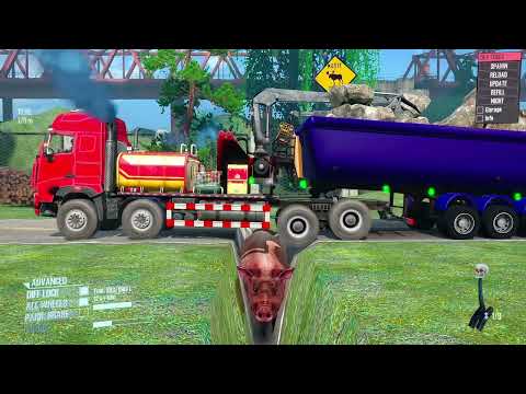 Spintires: Mudrunner | Blue Truck with Heavy Load Mud Wrestling Match Day99