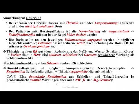 Herzinsuffizienz Therapie 5: Diuretika - Thiazide, Schleifendiuretika (+ auch K-sparende Diuretika)