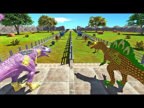 AQUAMAN SPINOSAURUS vs THANOS T-REX DEATH RUN COMPETITION - Animal Revolt Battle Simulator ARBS
