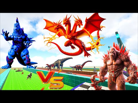 Ark Dinosaur Deathrun Vs Indoraptor Vs Spider T-rex - Ark Creature Survival Evolved