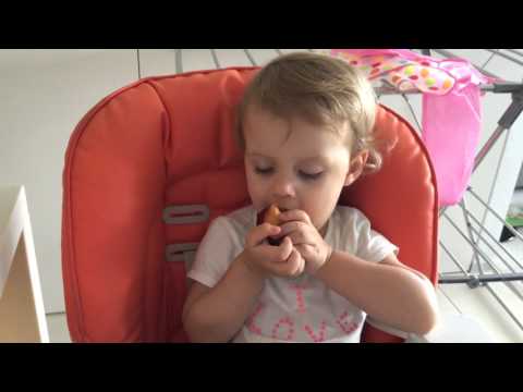 Toddler (Baby) falling asleep while eating a plum. Hilarious!