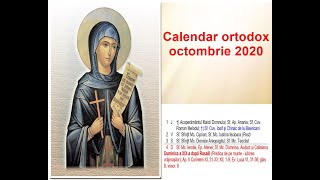 Calendar ortodox. Calendar ortodox pentru luna Octombrie 2020