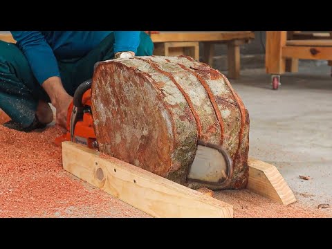 Extremely Creative Processing Ideas With Dried Stumps // Simple And Delicate Table Design
