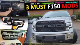 3 Essential F150 Mods: F150 LED Headlights, F150 9-Inch Stereo Deck, & F150 Raptor Grille Upgrade!